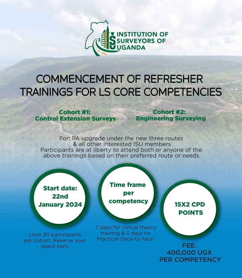 Commencement of Refresher trainings for Land Surveying Core competencies Date 22nd/ Jan /2024