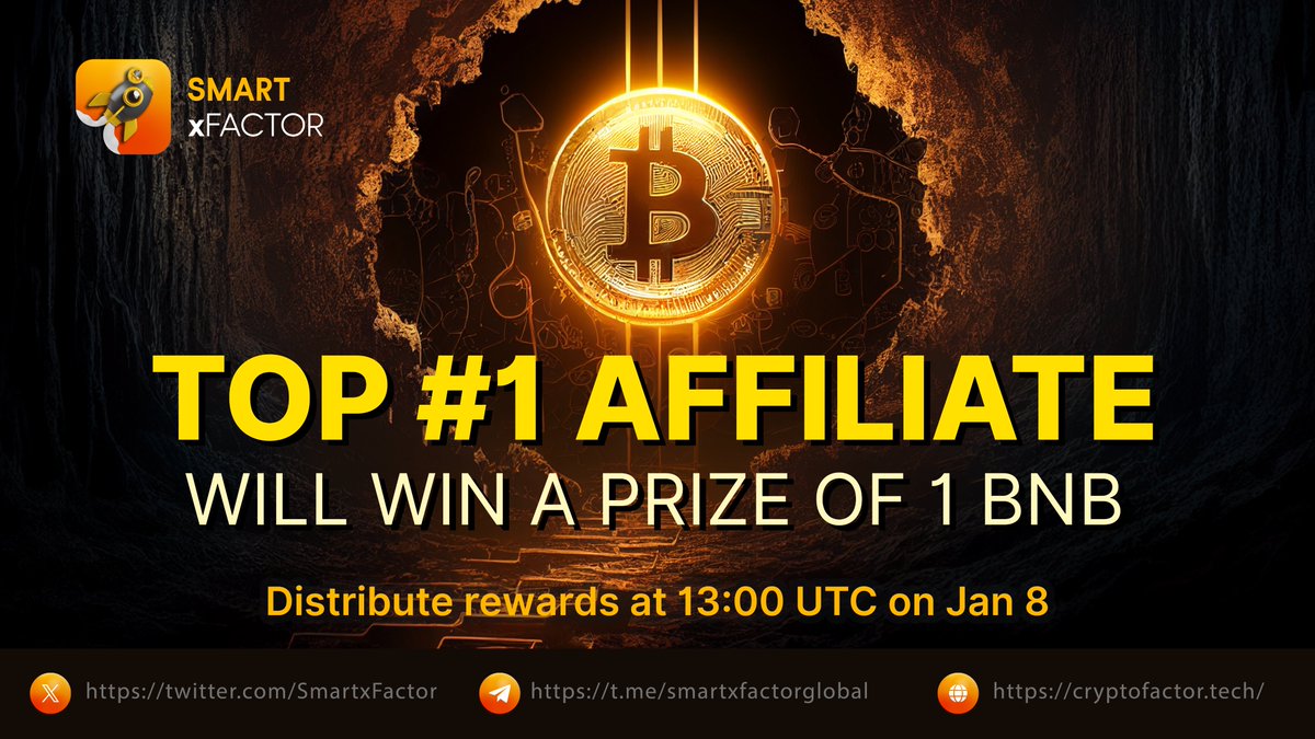 SmartxFactor's tweet photo. GM🤑🤑

Top #1 #affiliate will win a prize of 1 BNB🤩 @pinkecosystem

We will hold many different prize rounds, every 24 hours, the top 1 wallet addresses will win 1 BNB respectively.

We will distribute rewards at 13:00 UTC on January 8

See details: https://t.co/4JvdJbTTL3 https://t.co/cBX48oOXjz