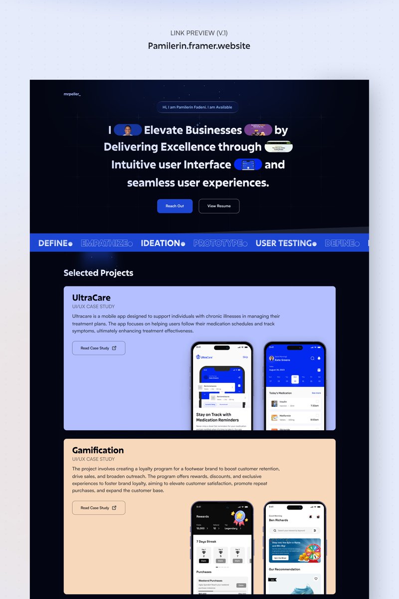 Hi guyyys, I recently launched my portfolio website and it is hosted on: pamilerin.framer.website I am open to freelance opportunities and full-time roles. I am available to help transform your ideas into intuitive user interface and seamless user experience. DM let’s talk🙏