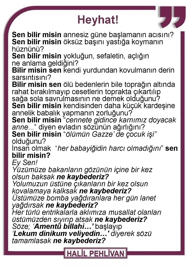 #HazırızKararlıyız
Bilinmelidir ki:
Yüzümüze baka baka her türlü barbarlığı sergileyip sonrasında keyif sigarası tütenlerin sigara dumanının isi hepimizin üzerine sınmıştır.
#GazzeÖlüyör #AksaTufanı #Palestine #MescidiAksa #FilistinDireniyor #GazaUnderAttack #FreePalastine