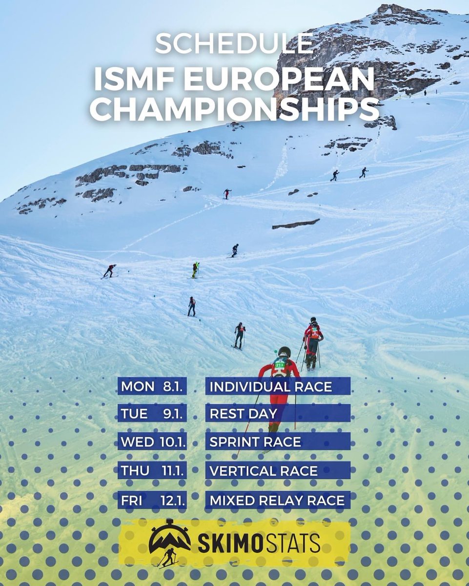 Two days until the European Championships in 🇫🇷 Flaine &amp; Chamonix-Mont-Blanc! 5 days, 4 races, many battles, stories and emotions. 
We have prepared a preview where you can find our view of the biggest favourites of the race. 

Link ➡️ patreon.com/posts/european…

#skimostats #skimo