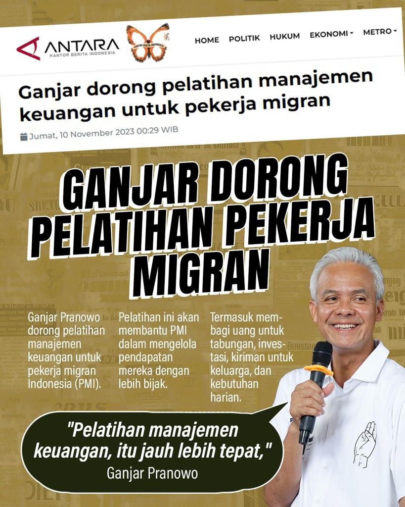 YudhaShanny2's tweet photo. Ganjar dorong pelatihan manajemen keuangan untuk pekerja migran
.
Ganjar Bikin H3pi, Pasutri Gaje, Indonesia, Memed, Jokowi, PDIP, Deres, Shibal, Bu Mega, Rekam, Qatar, Jepang Barat, SEVENTEEN, Johnny, Fansite, #GanjarUpToDat3, #GanjarMahfud2024 https://t.co/qfkgFNcXyL