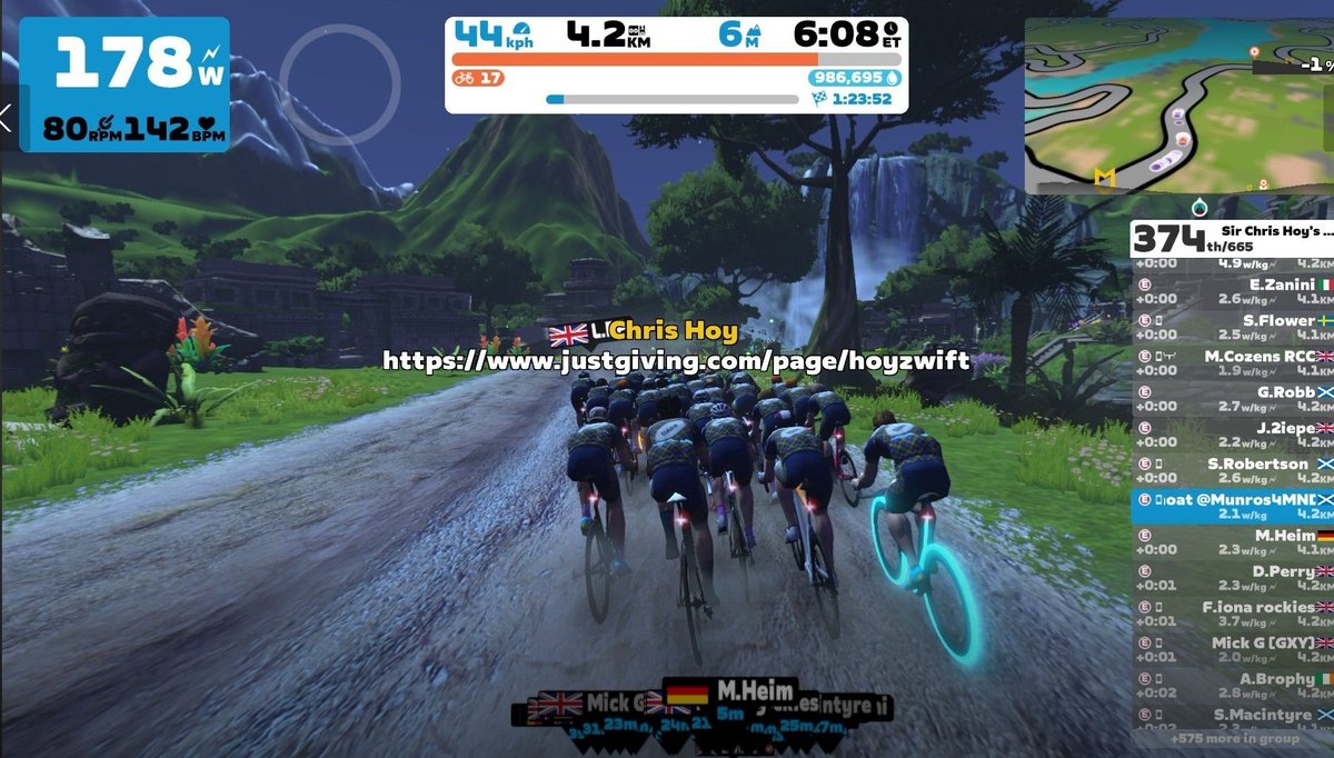 ๐๏ธ Paul @ Munros 4 MND ๐๏ธ (@munros4mnd) on Twitter photo Brilliant <a href="/GoZwift/">Zwift</a> ride with <a href="/chrishoy/">Sir Chris Hoy</a> for <a href="/doddie_aid/">Doddie Aid</a> this morning. Might take my legs a while to recover ๐ฅต
Thanks to <a href="/lauracwinter/">Laura Winter</a> for sweeping up those of us who "chose" to go slower than Chris & co ๐
Don't forget to donate if you joined in!
justgiving.com/page/hoyzwift Brilliant <a href="/GoZwift/">Zwift</a> ride with <a href="/chrishoy/">Sir Chris Hoy</a> for <a href="/doddie_aid/">Doddie Aid</a> this morning. Might take my legs a while to recover ๐ฅต
Thanks to <a href="/lauracwinter/">Laura Winter</a> for sweeping up those of us who "chose" to go slower than Chris & co ๐
Don't forget to donate if you joined in!
justgiving.com/page/hoyzwift