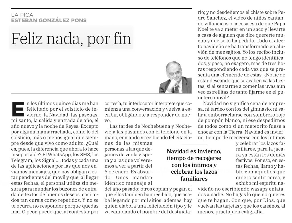 'No hagas lo que no quieres que te hagan.'📳🤬 Feliz nada, por fin @gonzalezpons en su columna de @lasprovincias