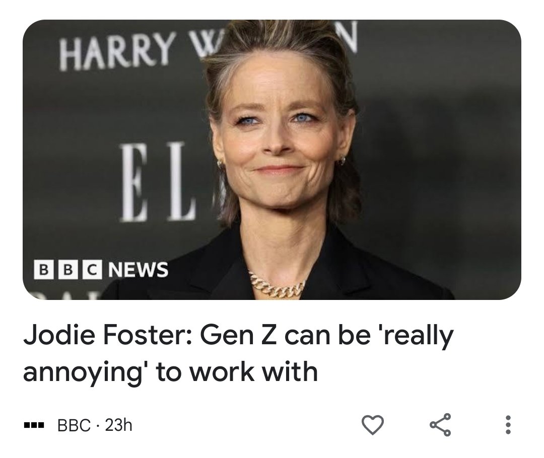 seems like gen z hasn't lived up to jodie foster's expectations... if only there was a guaranteed way to impress her