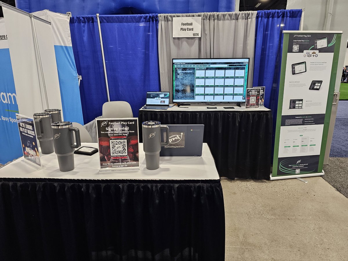 FootballPlayCrd's tweet photo. Day 1 @WeAreAFCA Check us out in Booth 1074 to find out how much time you can save creating your playbooks, play scripts and scout cards with https://t.co/dPpjJAojyK
#AFCA #FootballPlayCard https://t.co/fJkhUfYIan