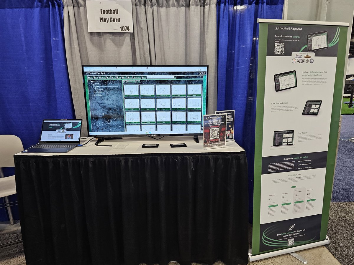 FootballPlayCrd's tweet photo. Day 1 @WeAreAFCA Check us out in Booth 1074 to find out how much time you can save creating your playbooks, play scripts and scout cards with https://t.co/dPpjJAojyK
#AFCA #FootballPlayCard https://t.co/fJkhUfYIan