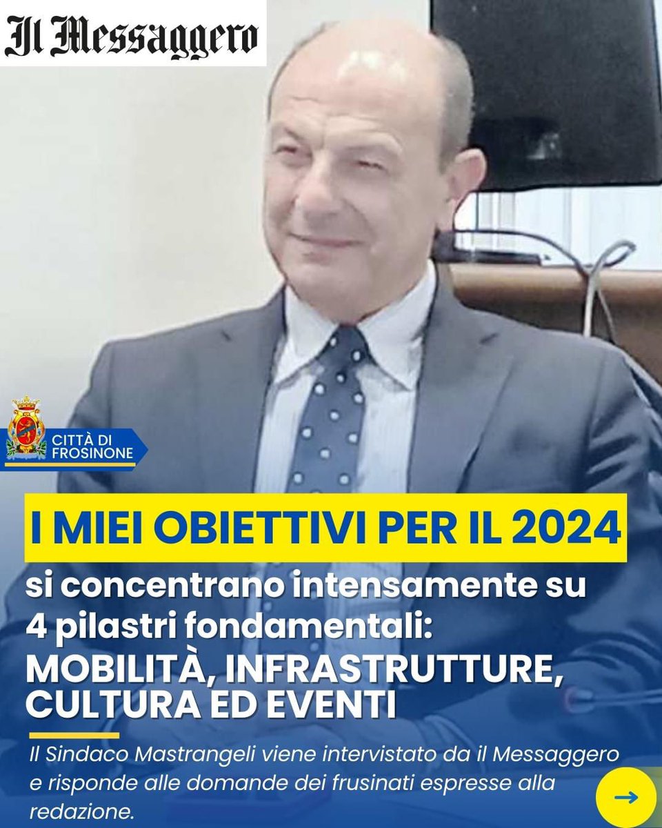 𝐈 𝐌𝐈𝐄𝐈 𝐎𝐁𝐈𝐄𝐓𝐓𝐈𝐕𝐈 𝐏𝐄𝐑 𝐈𝐋 𝟐𝟎𝟐𝟒
si concentrano intensamente su 4 pilastri fondamentali: MOBILITÀ, INFRASTRUTTURE, CULTURA ED EVENTI.

👇 Leggi la mia intervista 👇

instagram.com/p/C1zJ6uDomJd/…