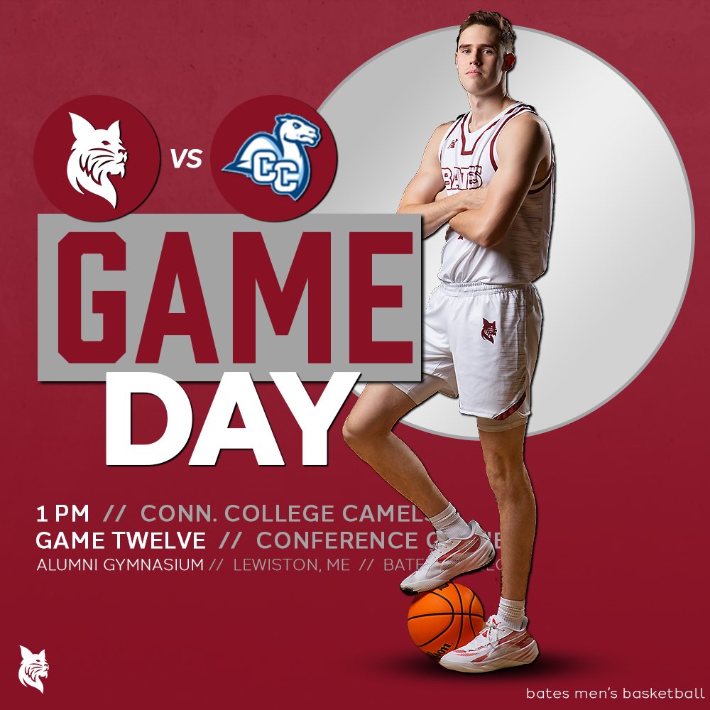 BatesCollegeMBB's tweet photo. Game Twelve πΎ NESCAC OPENER
π: Conn. College Camels
π: Alumni Gymnasium // Lewiston, ME
β°: 1:00 PM
πΊ: https://t.co/krauYMvsfI
πΎ: Senior - #1 Trace Gotham
#d3hoops #GoBates #GoBobcats #BatesBobcats #BobcatPride #AlumniGym #NESCAC #NESCACHoops #MEHoops https://t.co/vTcZKz03AE