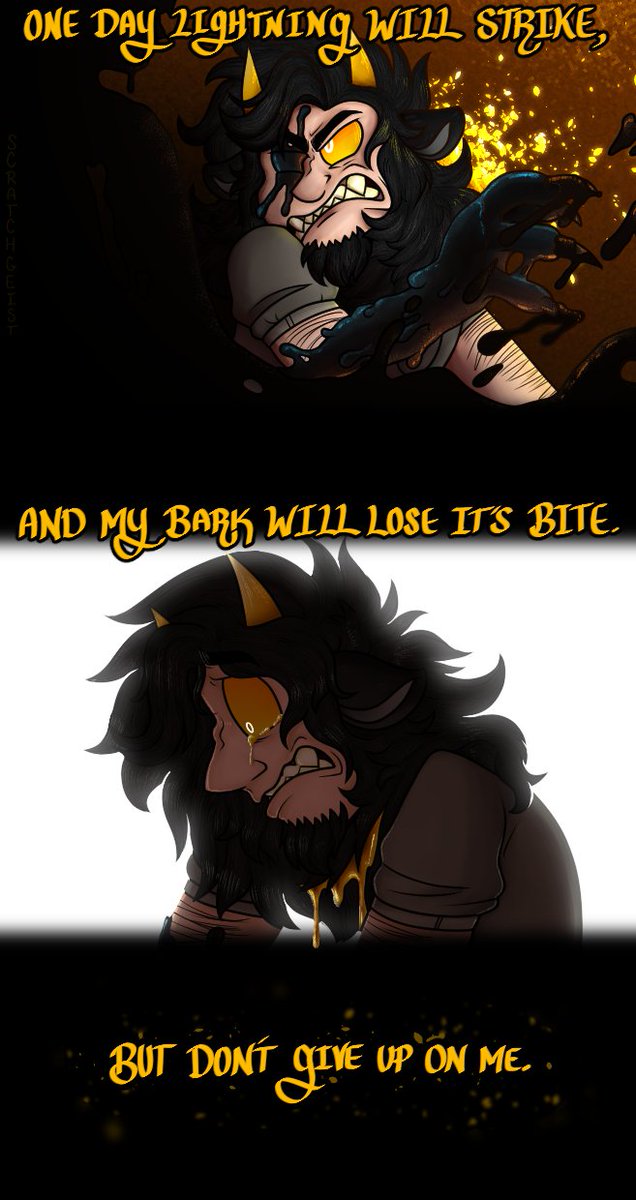 Scratchgeist's tweet image. I wanted to put a twist on a song that makes me emotional, though the song is about heart break I thought I’d interpret it in my own way.

This is my fan character, Scratch.
I'm really proud of this so any kind of traction would mean the world to me!
#BENDY #bendyandtheinkmachine