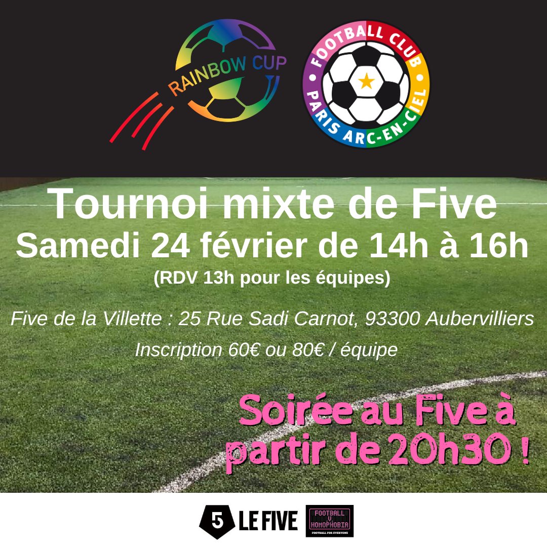 𝗥𝗔𝗜𝗡𝗕𝗢𝗪 𝗖𝗨𝗣 𝗠𝗜𝗫𝗧𝗘 🌈🔥 Pour la première fois la Rainbow Cup aura également un 𝘁𝗼𝘂𝗿𝗻𝗼𝗶 𝗺𝗶𝘅𝘁𝗲 : helloasso.com/associations/f… #FvH2024 Rdv de 13h à 16h le 24 février, avec des règles pour garantir une mixité de genre. 🎉 Soirée au Five à partir de 20h30🕺💃