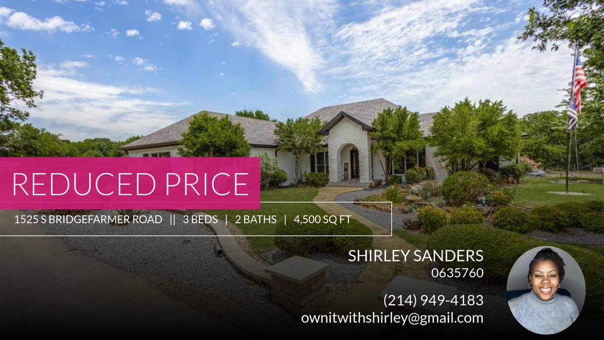 ReaListedLLC's tweet photo. 📍 Reduced Price 📍 This recently reduced home at 1525 S Bridgefarmer Road in Lowry Crossing won't last long, so, don't wait to set up a showing! Reach out here or at (214) 949-4183 for more information!

#justRealtorthings #dfwh... https://t.co/QXjWQ2UC6X https://t.co/GNXRDcJheg
