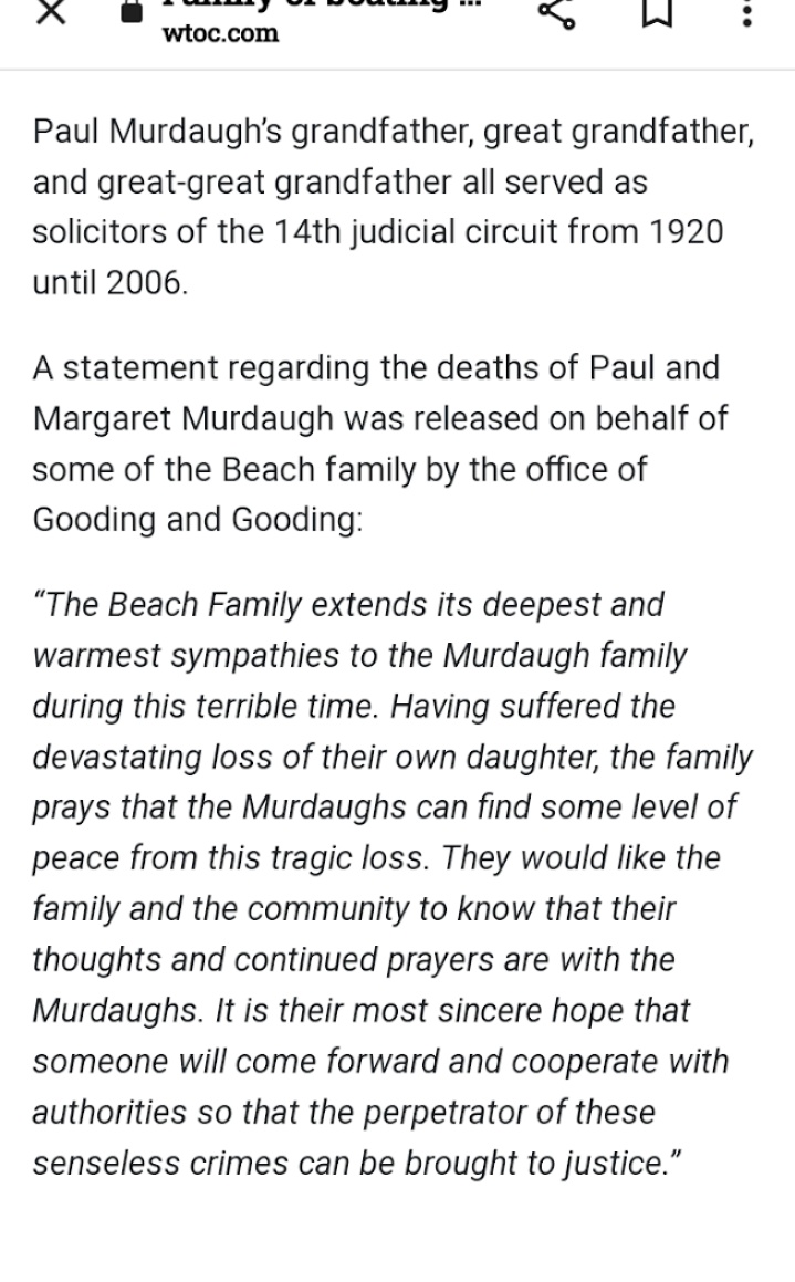 NotAshleyAgain's tweet photo. One thing that has always bothered me, but has never been discussed  is the condolence letter to the #Murdaughs written by #Tinsley &amp; The #Beach family the morning after the murders. Why give a warm condolence, just to continue to hate &amp; then sue the dead? Seems redundant.. https://t.co/IOnZwUhsfL