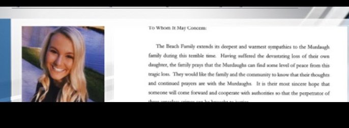 NotAshleyAgain's tweet photo. One thing that has always bothered me, but has never been discussed  is the condolence letter to the #Murdaughs written by #Tinsley &amp; The #Beach family the morning after the murders. Why give a warm condolence, just to continue to hate &amp; then sue the dead? Seems redundant.. https://t.co/IOnZwUhsfL