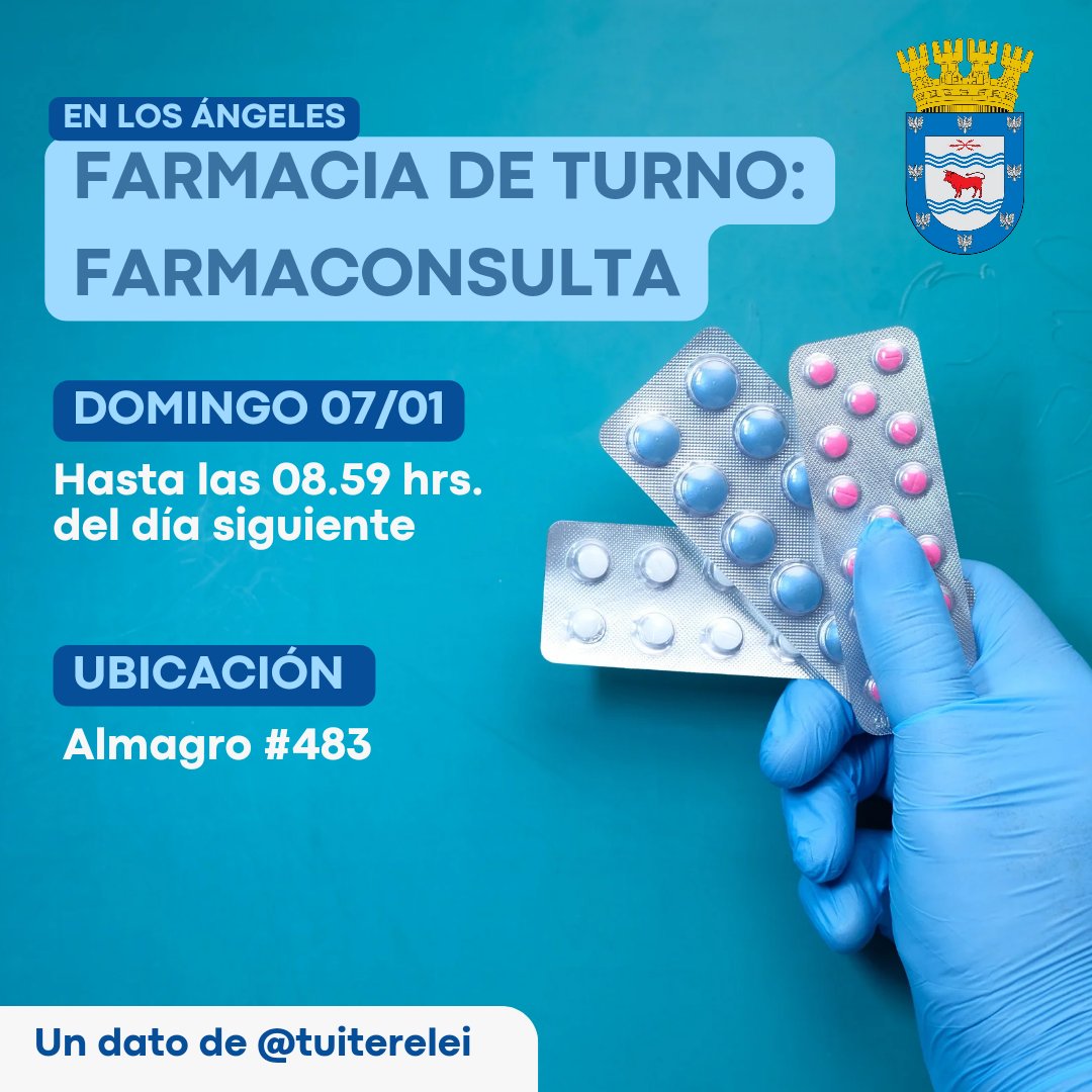 TuiterElei's tweet photo. ⚕️💊Farmacia de turno hoy en #LosAngelesCL 👇🏽 https://t.co/Fqe3YgkUu8