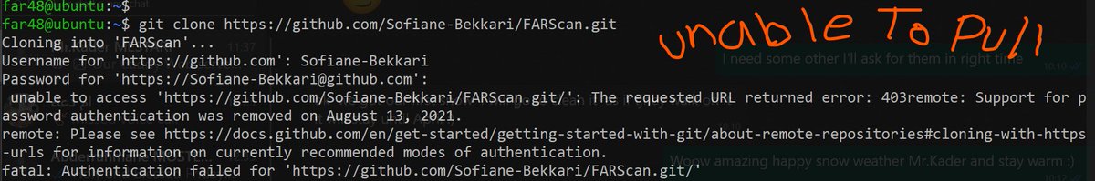 I had some issues when I tried to pull my repo! 
I think it's from permission within the generated Token.