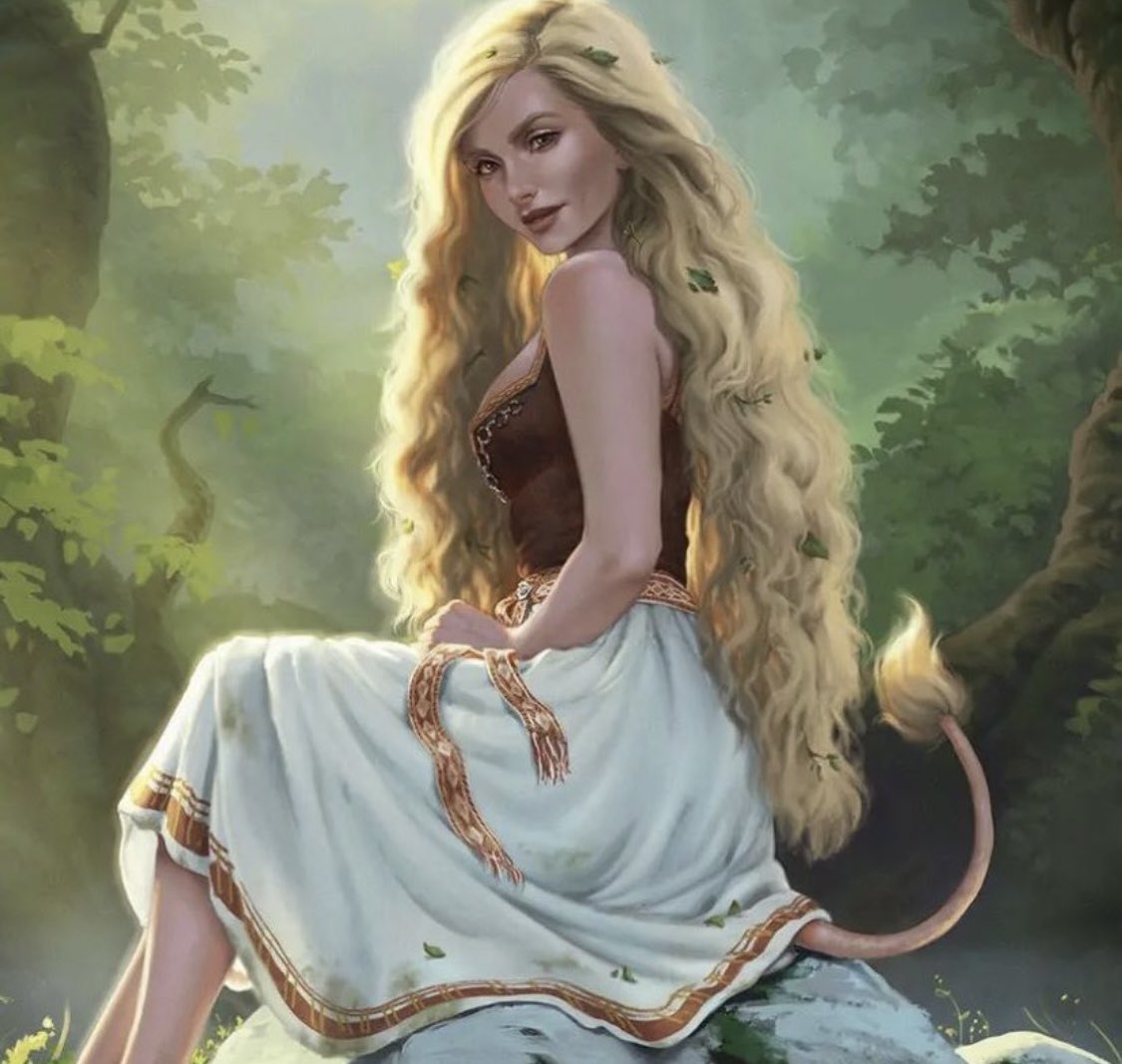 TitaniasRealm's tweet image. Huldra is a seductive forest nymph in Norwegian folklore, known for her long, blonde hair and a tail. She is a guardian of nature, wandering the wilderness alone, but she is also looking for love, and if she marries a man, her tail falls off. 

#FolkloreSunday