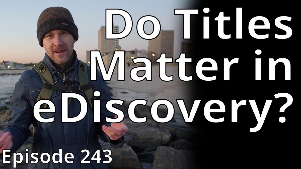 Do titles matter? After working in ediscovery for many years, they never mattered for me. youtu.be/9gm62qSKH70 #ediscovery #legaltech #legaltechnology #litigationsupport #legaloperations #legalservices #litigation #legalsupport