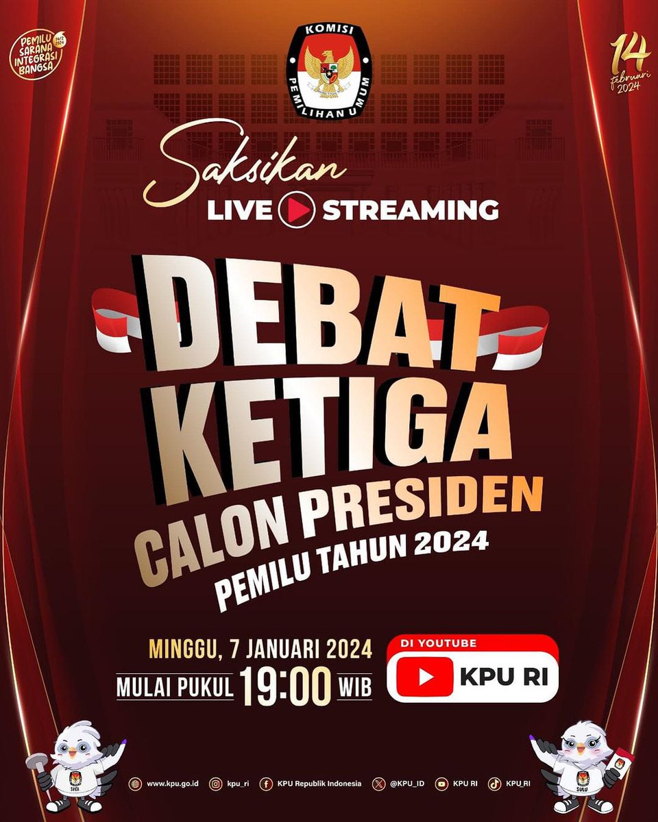 Debat Ke-3....

#AMINajaDulu
#AniesUnggul
#PakaiOtakPakaiHati

<a href="/aniesbaswedan/">Anies Rasyid Baswedan</a>
<a href="/cakimiNOW/">A Muhaimin Iskandar</a>