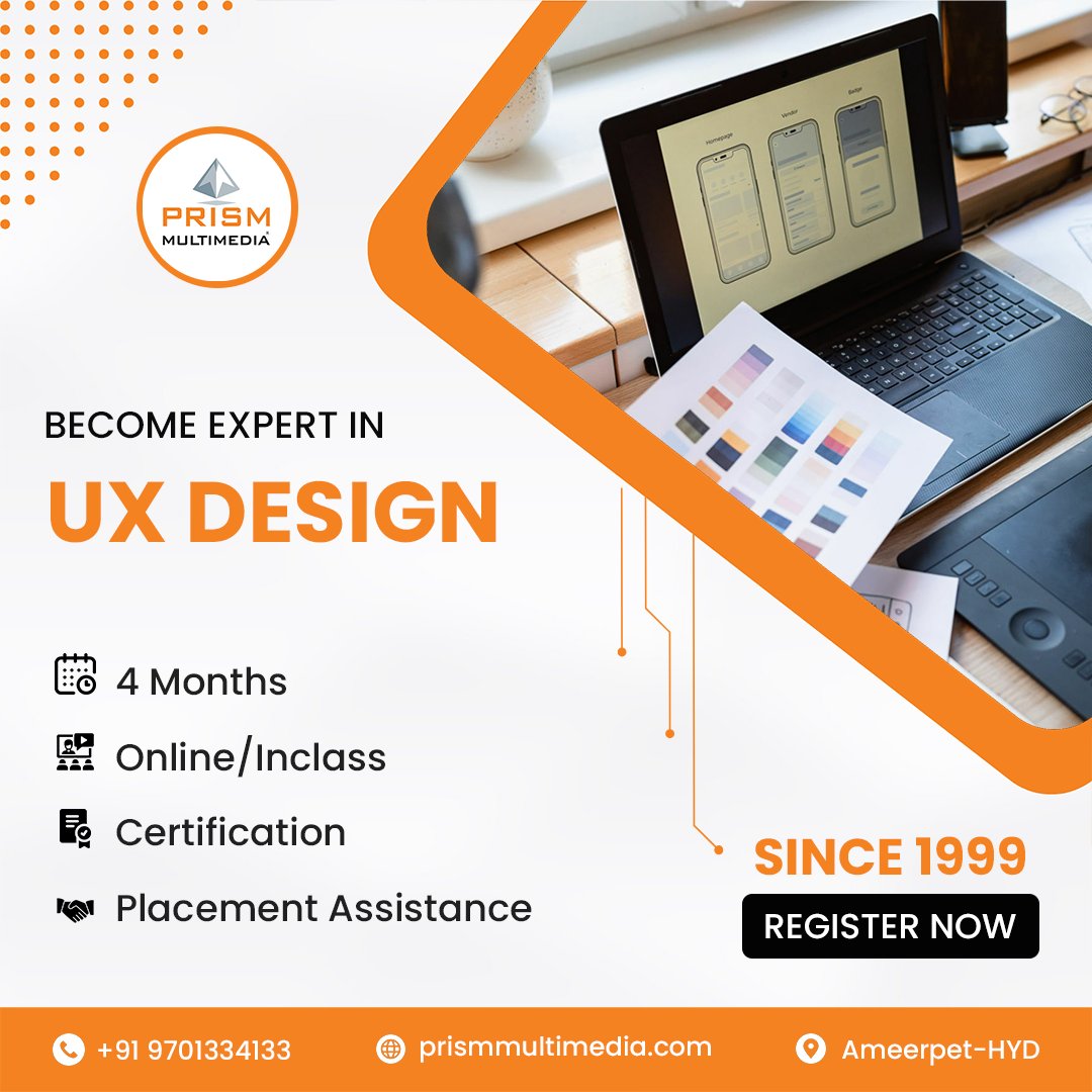 📅 Duration: 4 Months
🚀 Starts: 8th January 
🏆 Industry-Recognized Certification
💼 Placement Assistance Provided

Join us today! 🎉

#UXDesign #UserExperience #Certification #PlacementAssistance #PrismMultimedia #DesignYourFuture