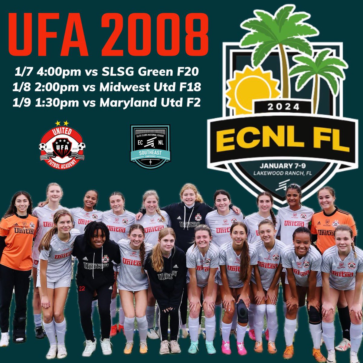 UFA08G_ECNL's tweet photo. It’s the first Match Day at #ECNLFL‼️ Can’t wait for 4pm! Coaches, come see this talented team. ⚽️🙏🏾🚨@UnitedFA_ECNL @ECNLgirls @ECNLSoutheast https://t.co/kjihhtuKE4