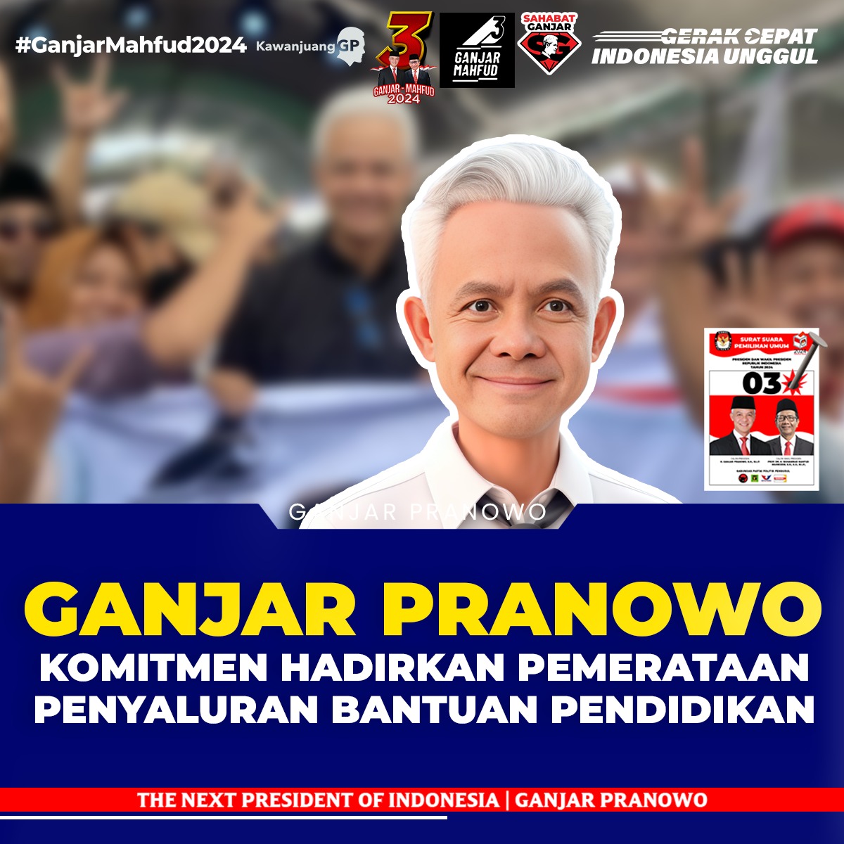 nvroost's tweet photo. Ganjar berkomitmen hadirkan pemerataan penyaluran bantuan pendidikan. #GanjarPemimpinTerpercaya https://t.co/OOdElGP2Sf