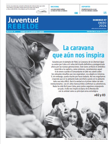 Desde la portada de @JuventudRebelde una certeza: Guiados por el ejemplo de #FidelPorSimpre, la Caravana de la Libertad sigue su andar por #Cuba🇨🇺 a 65 años del triunfo definitivo y protagonizada ahora por las nuevas generaciones. #EstaEsLaRevolucion #CreaTuFelicidad