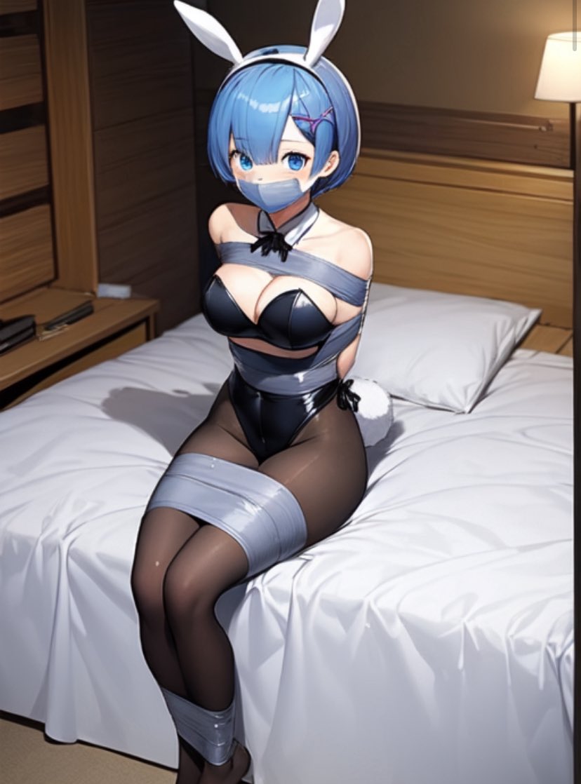 mit4lex's tweet image. Rem tape gagged in bunny girl #rezero #anime #bondage #animebondage #tiedup #tied #girltiedup #animegirl #bdsm