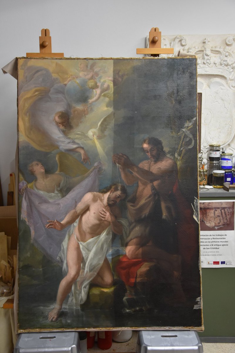 ConservarArte's tweet photo. Hoy, día del #Bautismo de Jesús, queremos compartir con vosotr@s el proceso de #Conservación #Restauración del lienzo "Bautismo de Jesús" perteneciente a la iglesia de San Lorenzo, #Segovia. Podéis ver el vídeo completo en este enlace https://t.co/MV4B3XgTvQ
¡A disfrutar! https://t.co/ge8uoIaDcD