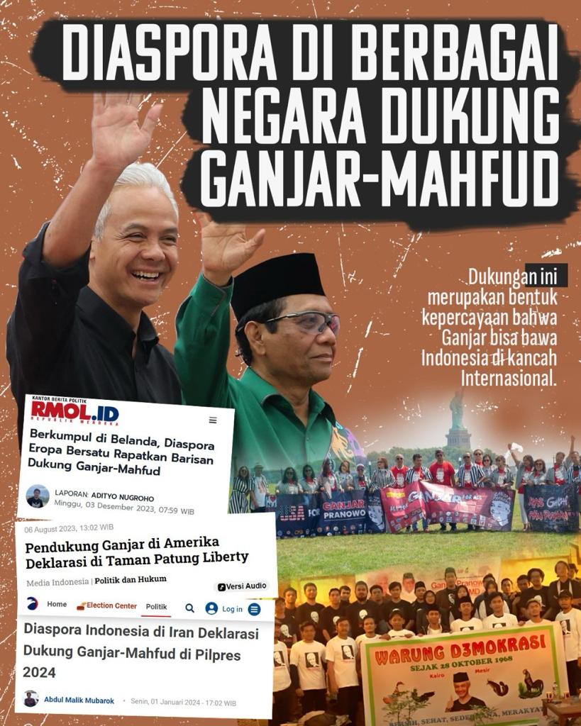 YudhaShanny2's tweet photo. DIASPORA DI BERBAGAI NEGARA DUKUNG GANJAR-MAHFUD
.
Ganjar Bikin H3pi, Megawati, Istora Senayan, Bu Mega, Palestina, Memimpin Indonesia, Keanu, 19.00 WIB, Pengamat, Korsel, Giroud, Shibal, Hubungan Internasional, Surga, #GanjarUpToDat3, #GanjarMahfud2024 #GanjarMahfudM3nangDebat https://t.co/kNC4qzn02T