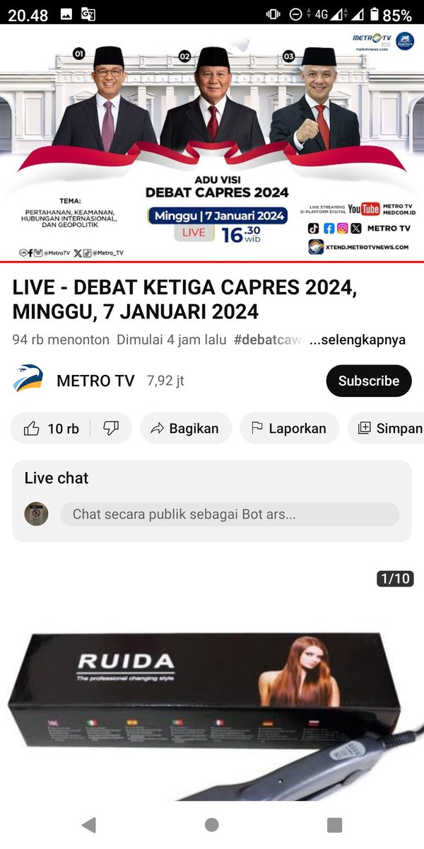 yukichanbot5's tweet photo. Live Debat CAPRES III 2024
https://t.co/20irjp9CoA
Live..

#capres #prabowosubianto #AniesPresidenRI2024 #prabowogibran #GanjarMahfud2024 https://t.co/zlsLBJw8k7