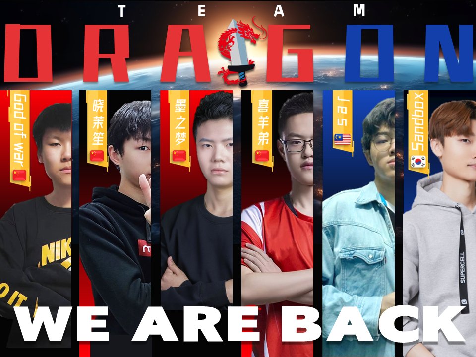 TeamDragonCNCR's tweet photo. Team Dragon is back！
Here is our roster for a new competition.😍😍😍
@Herta_CR 
@GodofWar999077 
@sandboxcr_ 
@XYD_CN 
＃墨之梦
#晓茉笙 https://t.co/wLd6swBfaF