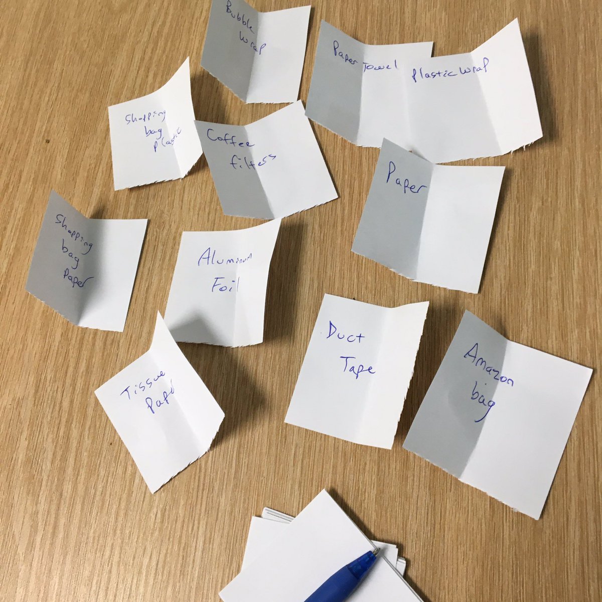 dailystem's tweet photo. The next time you challenge students to design &amp; build something, try this:
List a bunch of materials on slips of paper &amp; have each group draw to see what material they must use
#STEM #Creativity #DesignThinking https://t.co/SletEjYOvr