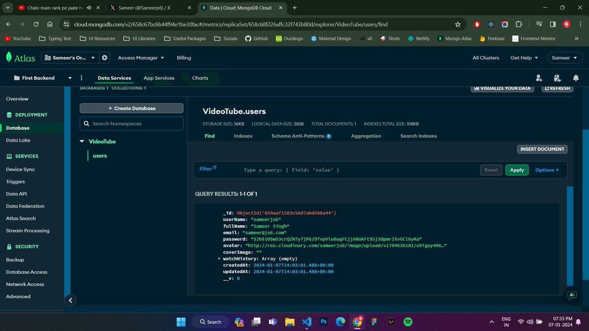 Sameerjs6's tweet image. Update on Backend Learning Journey: Learned Express routing, connected MongoDB, sorted data modeling, nailed file uploads with Multer, integrated Cloudinary. Tough times with TypeScript, but making progress! 💻
Will try to update weekly....
#BackendLearning #LearnInPublic