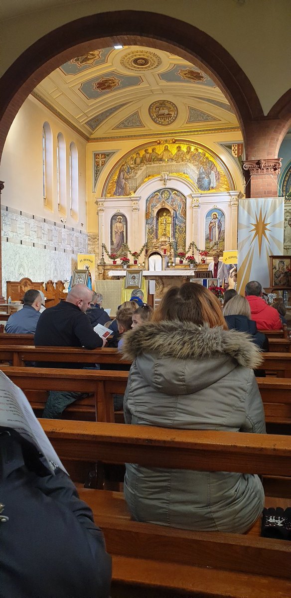At St Sebastian's RC Church waiting for Ukrainian Orthodox Christmas service.