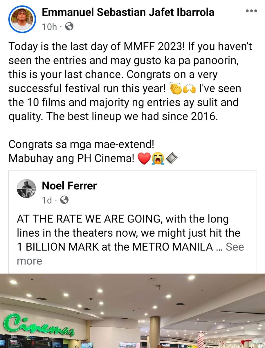 Alt_Maginoo's tweet photo. @jokenkenAR Haha nakita ko lang. 

Di mo kaya bumuo ng sarili mong MMFF thoughts? At least binago mo daw yung "10 films" hahaha https://t.co/Hd1EuhRGs1
