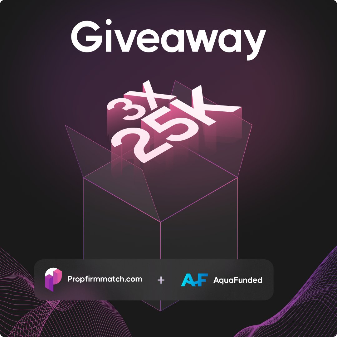 3x25K Challenge Account Giveaway from <a href="/AquaFunded/">AquaFunded</a>  🎉

To participate 👇

🤝 Follow <a href="/PropFirmMatch/">Prop Firm Match</a>, <a href="/JohnPFM/">John | Prop Firm Match CTO</a> and <a href="/AquaFunded/">AquaFunded</a>
🔁 Repost
🧑‍🤝‍🧑 Tag 3 friends
👀 Turn on notifications

Winners will be picked in 3 days