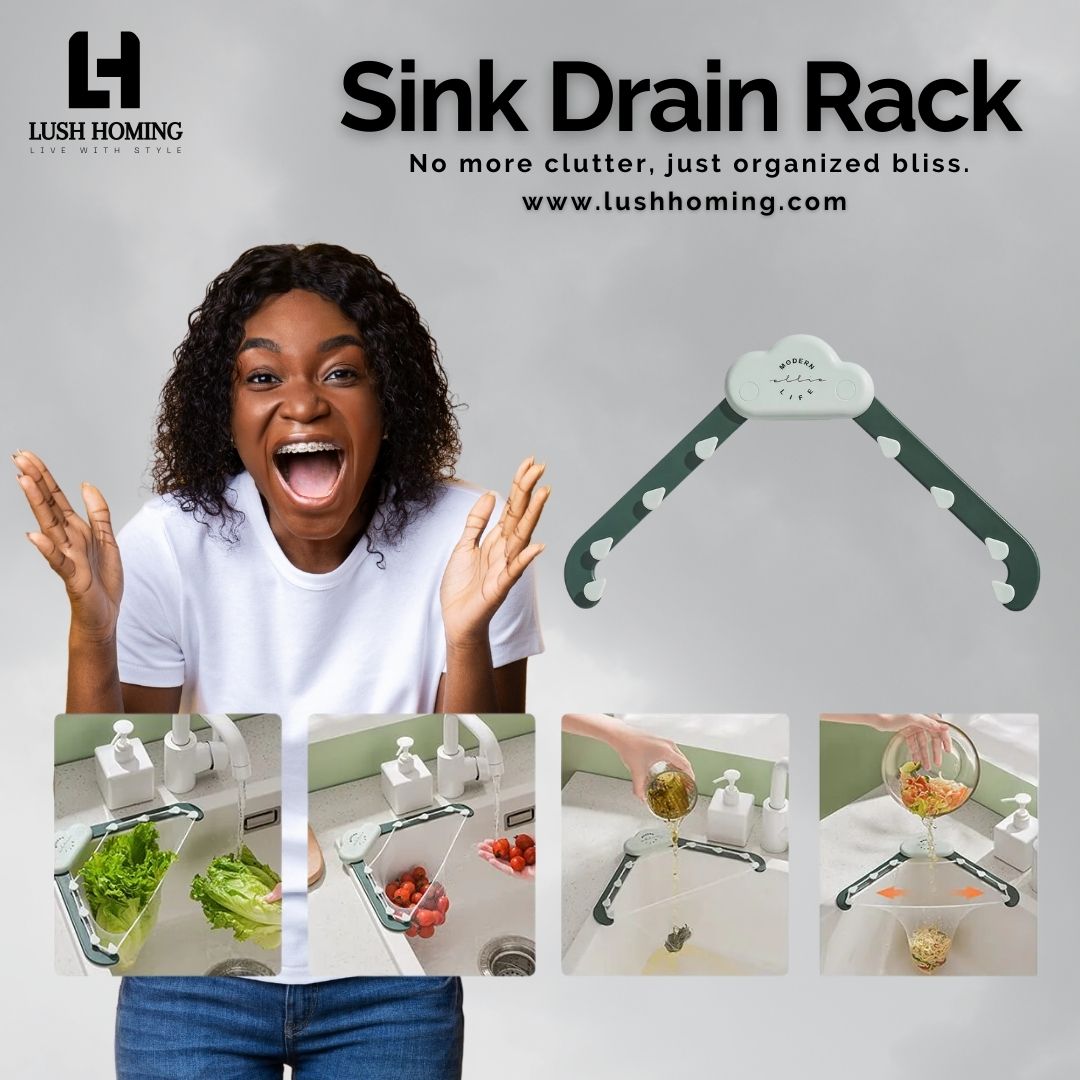Keeping it neat and tidy with this sink drain rack. lushhoming.com #lushhoming #KitchenOrganization #SinkGoals #TidyKitchen #HomeDecor #KitchenEssentials #MinimalistLiving #OrganizedHome