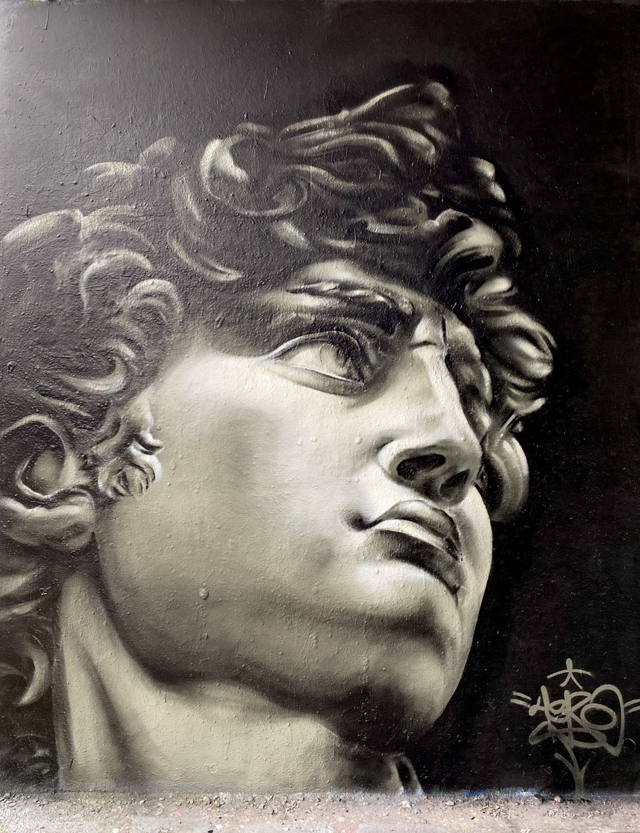 hero32dpc's tweet photo. ‘David’… painted alongside @GnasherMurals #michelangelo #michelangelosdavid #statueofdavid #david #florence #graffiti #graff #spraycanart #streetart #statue #sculpture #loopcolors #lovingtheloop #spraypaint #shoreditchstreetart #shoreditch https://t.co/docNEoyDkj