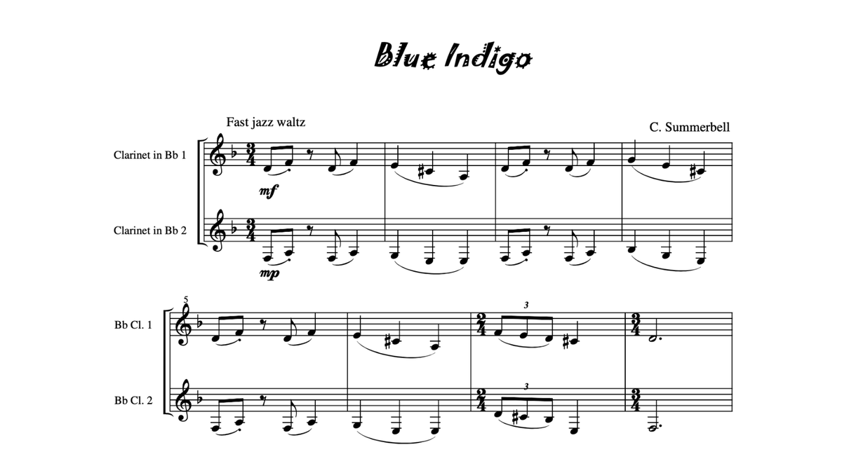 clarisheets's tweet photo. Clarinet Duet - 'Blue Indigo' at https://t.co/ncn3aZEC2N https://t.co/cQxKDPneZ8