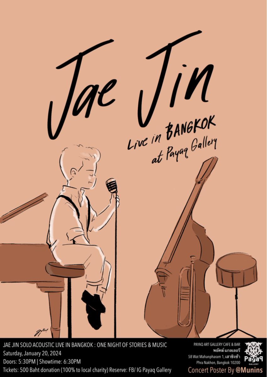 Bangkok, Thailand! I’m doing a solo acoustic concert on Saturday, January 20 at Payaq Art Gallery! 
Beautiful Concert Poster by <a href="/cartoonmunin/">Munins</a> !!!
