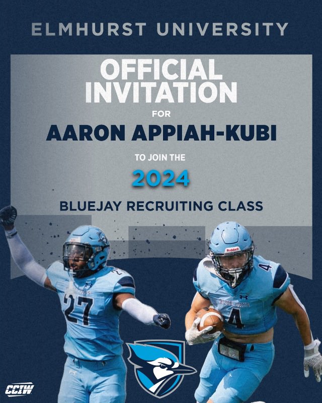 I am grateful to receive an invitation to play at Elmhurst U! <a href="/Coach_Tahaney/">Jake Tahaney</a> @CoachMurray_EU <a href="/Loyola_FB/">Loyola Academy Football</a>