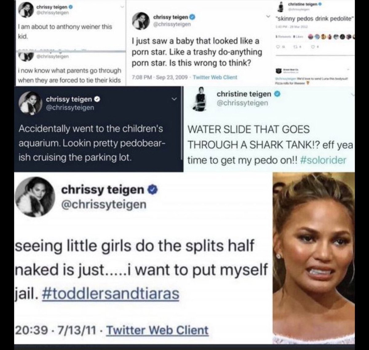 <a href="/CreepyOrg/">Creepy.org</a> Chrissy Teagan deleted 60,000 of her tweets when ppl started to realize how disturbing they were