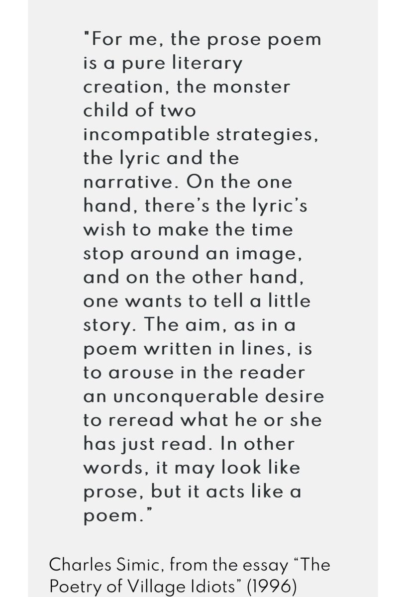 Charles Simic on prose poetry.