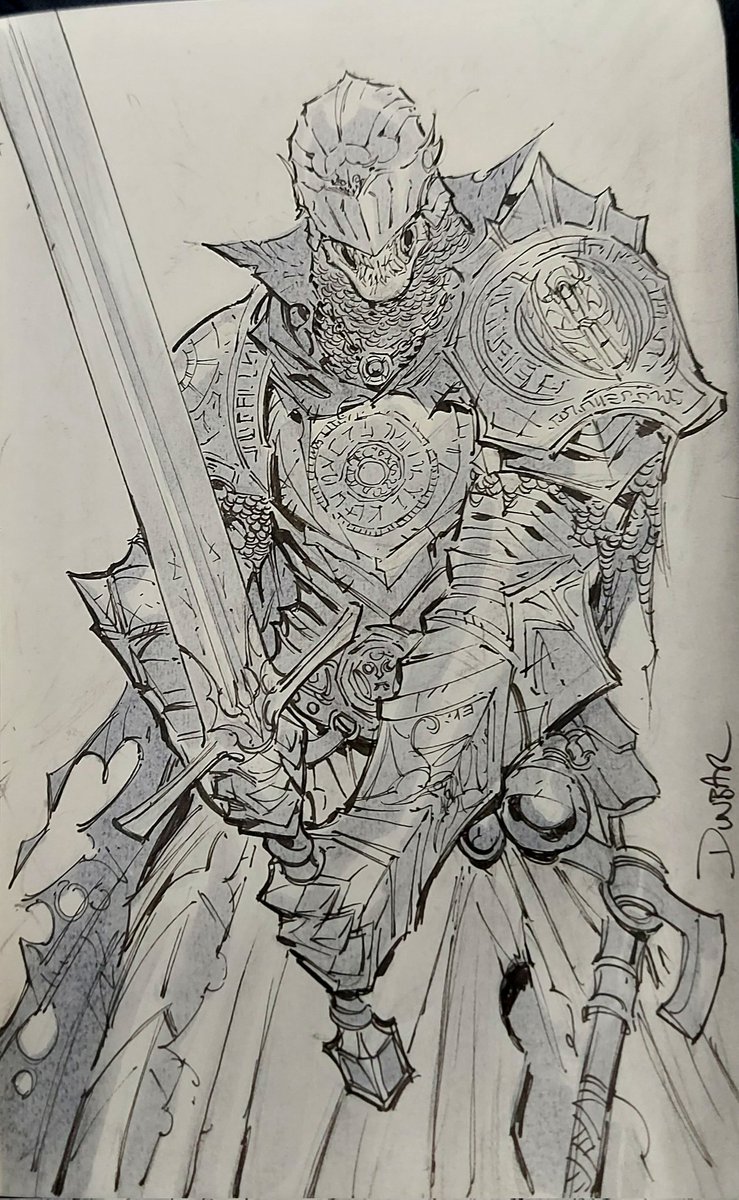 A Deathknight in the little travel sketchbook. Thanks for voting! #dnd