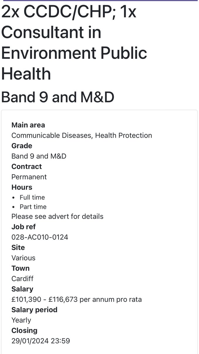 We are #RECRUITNG. An exciting opportunity to join our #HealthProtection service @PublicHealthW We have 3 consultant jobs. Full details at lnkd.in/eznY6ezt #CCDC #CHP #Wales #PublicHealth #HealthProtection @pubhealthjobsuk