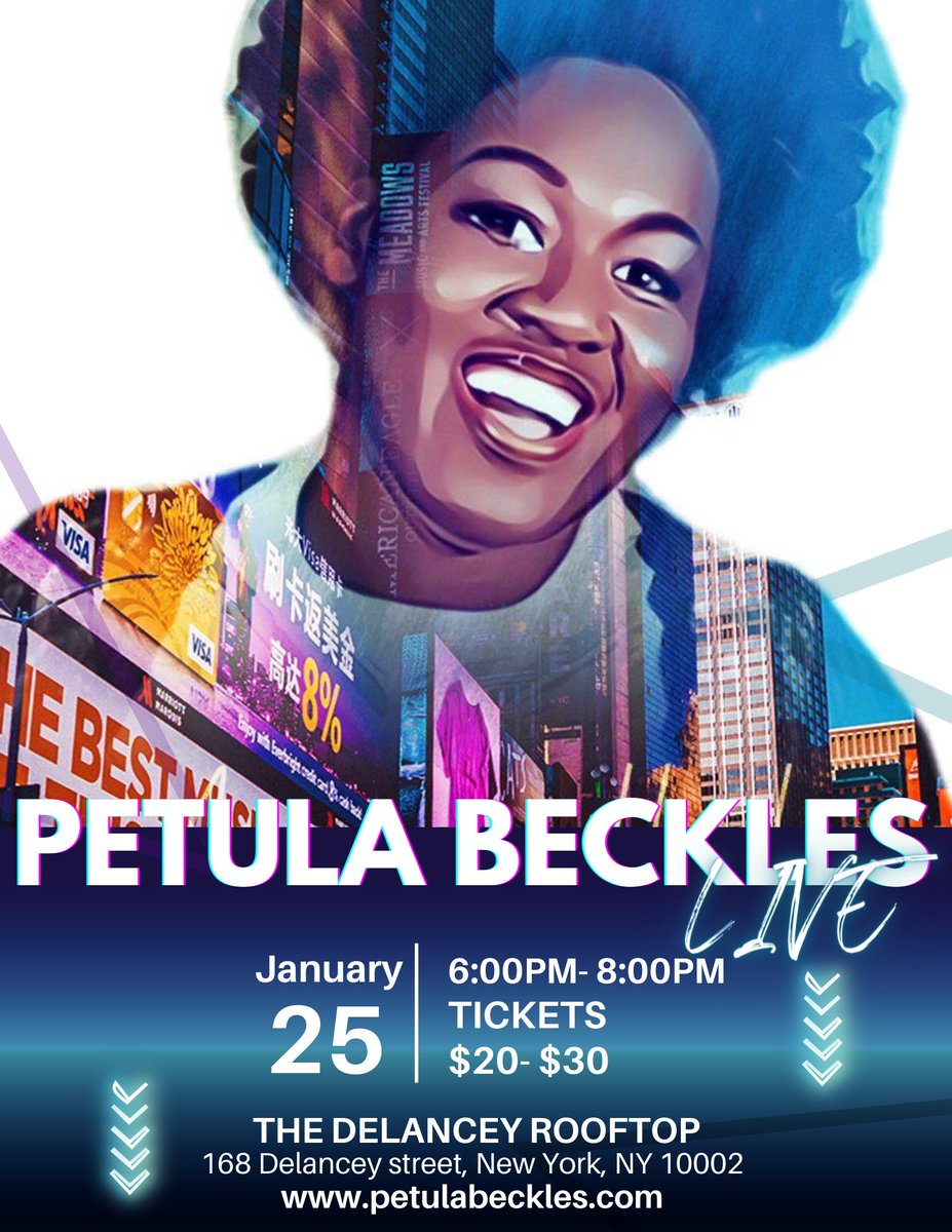 PetulaBeckles's tweet photo. Experience the soulful melodies of Gospel Jazz virtuoso, Petula Beckles, live at The Delancey Rooftop on January 25th, 2024! Doors open at 6 pm for a captivating evening. Tickets are $20 advance or $30 at the door. Join us! #petulabeckles  #gospeljazz https://t.co/DRYtJ98fQF https://t.co/y7u02788DI