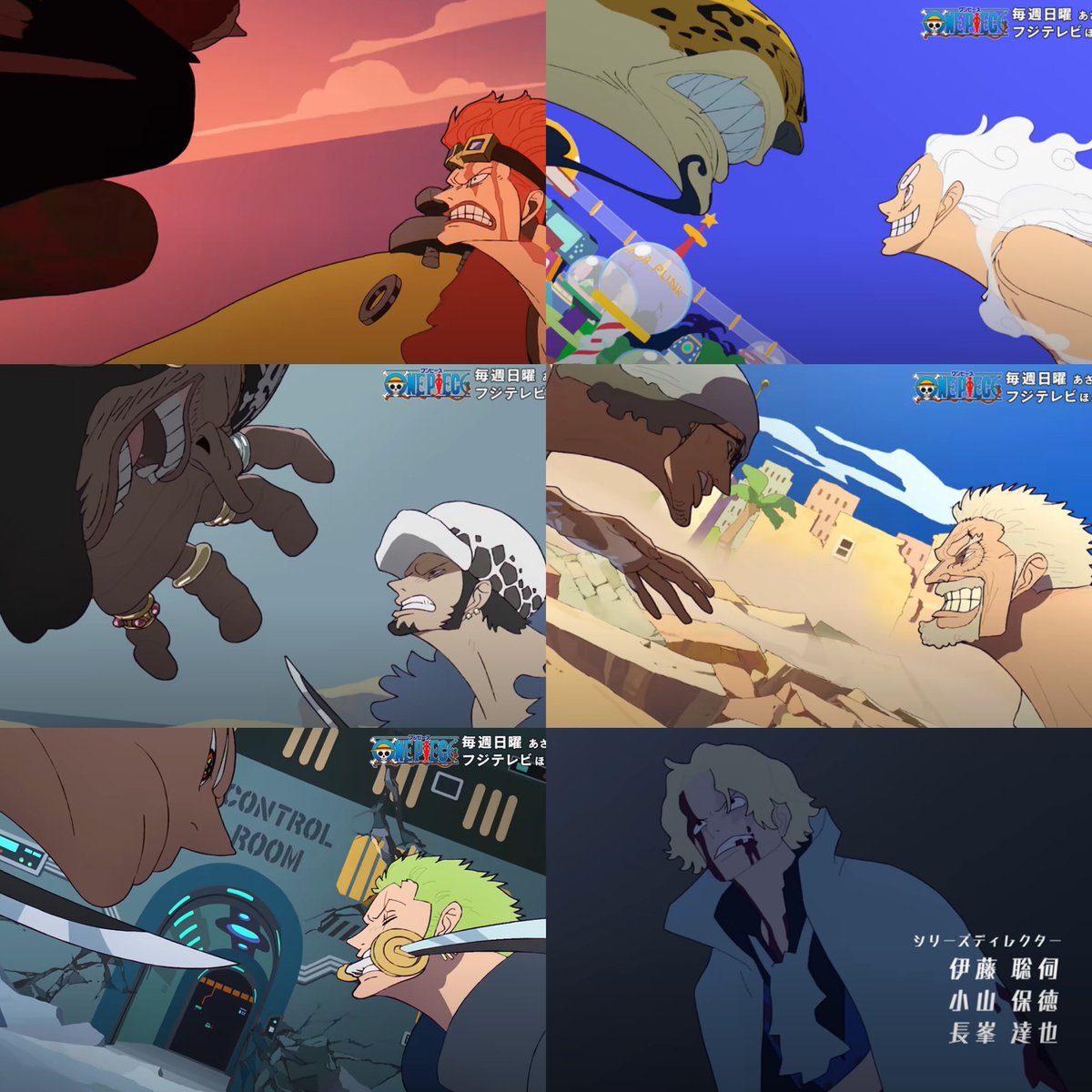 OtakusNotes's tweet photo. The latest opening of One Piece (Op 26) has featured all the major fights.   

Guess the winners!!!!!

#ONEPIECE1089 #ONEPIECE #ONEPIECE1090 #anime https://t.co/WjQ1qr8cCc