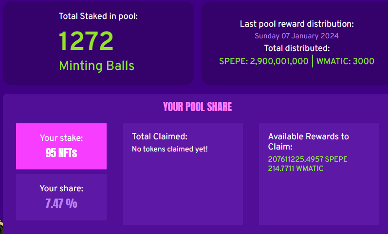 DeciseP's tweet photo. YO this is sick. @SaiyanPEPE just filled my wallet with their first reward drop with Minting Ball staking! #SPEPE and #MATIC rewards both! Don't miss out the next one, grab some of their Minting Balls to get a share for yourself! 

#memecoin #rewards #stakinglaunch #polygon https://t.co/122MDFS2jF