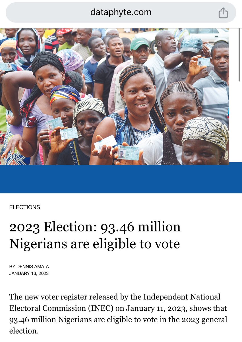 dipoaina1's tweet photo. Dear APC appointees, as you know the party is heading to 12 years in power, with 35% total votes from the accredited voters in 2023 election.. 

Before y’all start looting our sovereign wealth. We should take into consideration that out of 93 million voters, only 10% of the total registered voters, voted for the party.

Furthermore, only 4% of Nigerians voted the party out of 210 million citizens.

I just say make I remind una😕
The popularity of the party has dwindled and little or no sympathy from the populace. So if you caught looting, no one will defend your corruption allegations.

My opinion… ✍🏾